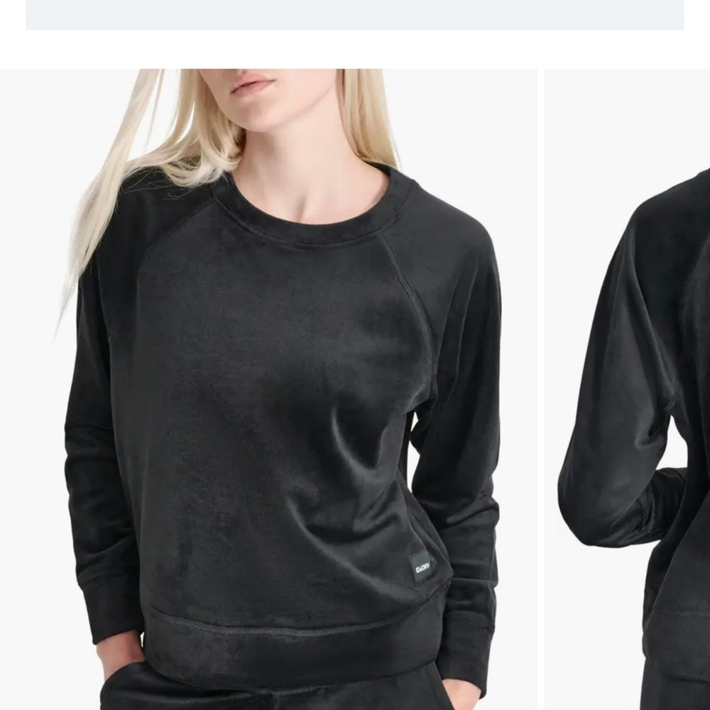 DKNY Women’s Teal Velour Crewneck Pullover Like New!